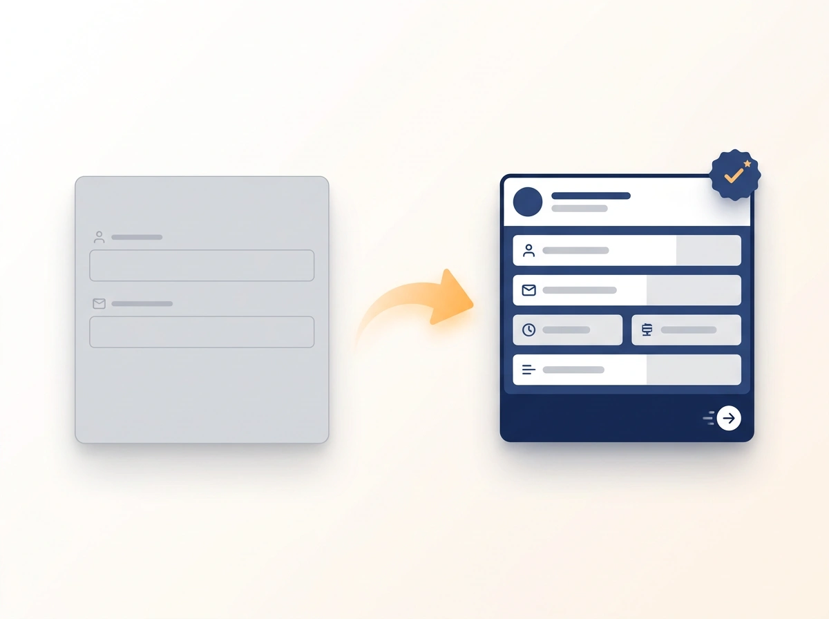 Plain contact form transforming into a structured, auto-routed request form