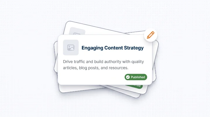 Content card titled 'Engaging Content Strategy' marked as published