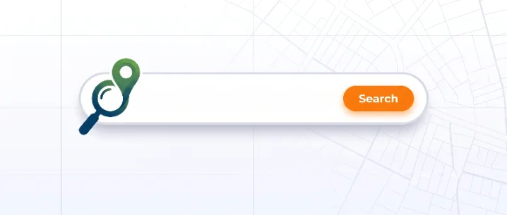 Search bar with a map pin icon, symbolizing local search visibility